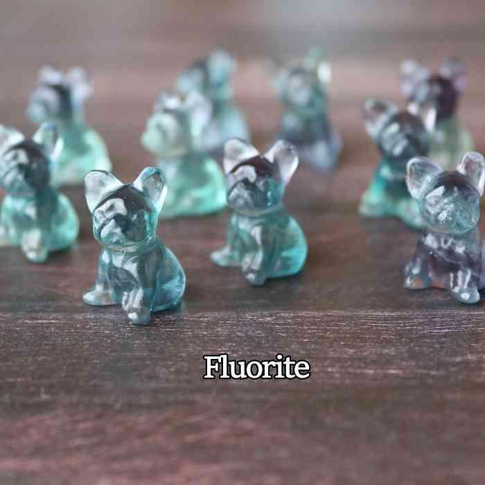 高品質 フローライト フレンチブルドッグ 犬1個 Fluorite 浄化 
