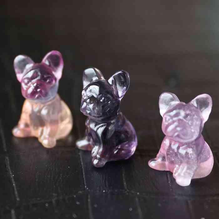 高品質 フローライト フレンチブルドッグ 犬1個 Fluorite 浄化 