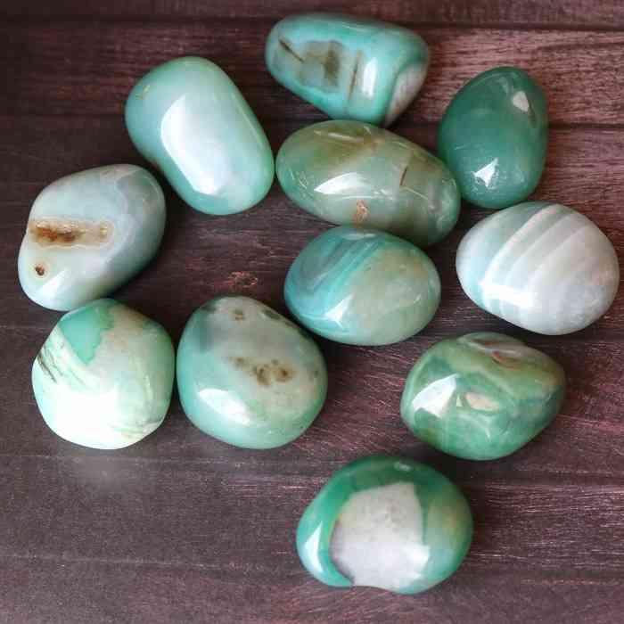 グリーン アゲート タンブル Lサイズ 1個 メノウ 瑪瑙 天然石 植物