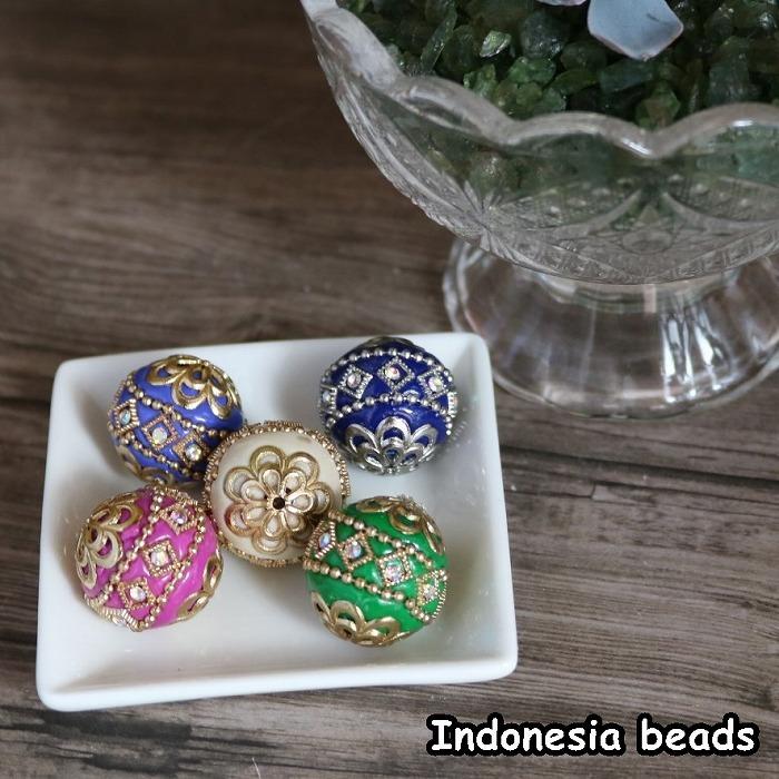 インドネシアビーズ ハンドメイド 1粒 バラ売り ビーズ ピアス 