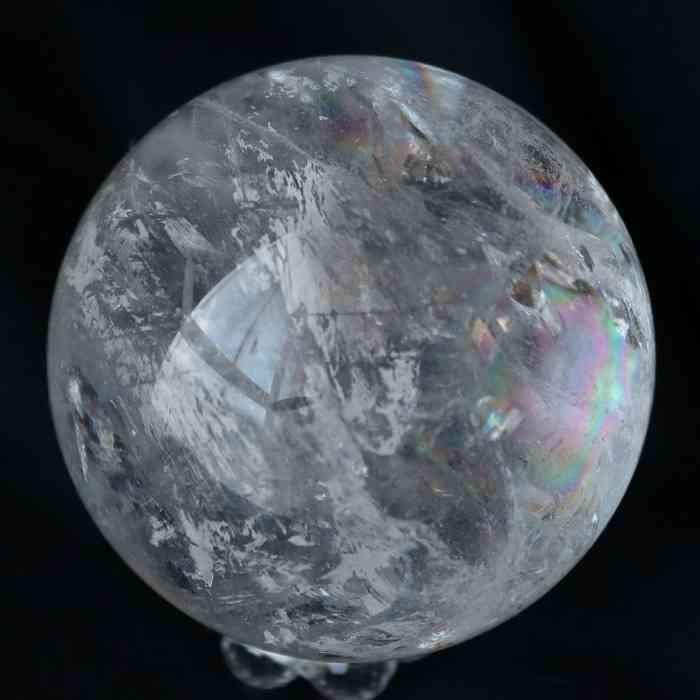 水晶 アイリスクォーツ 丸玉 55mm スフィア 天然石 天然水晶 虹 贈り物