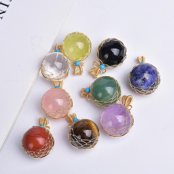 天然石 ミニスフィア ペンダントトップ アイリスクォーツ アメジスト