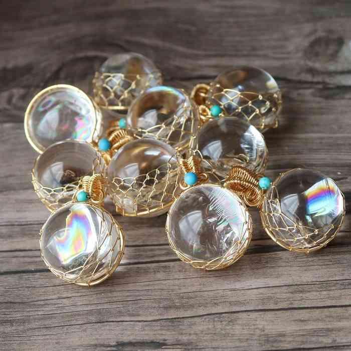 天然石 ミニスフィア ペンダントトップ アイリスクォーツ アメジスト