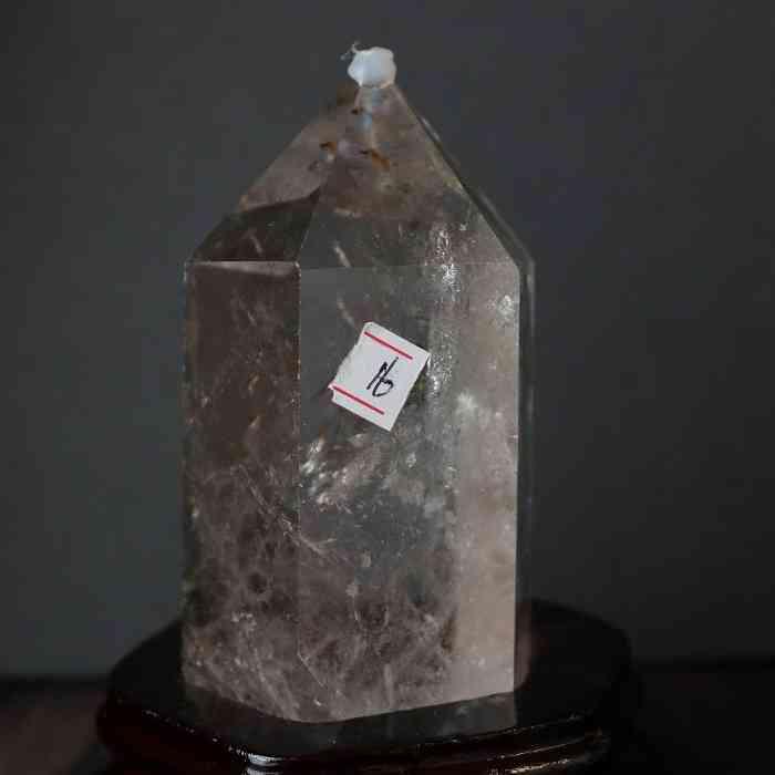 超透明 ヒマラヤ産 水晶ポイント 六角柱 天然石原石置物台座付