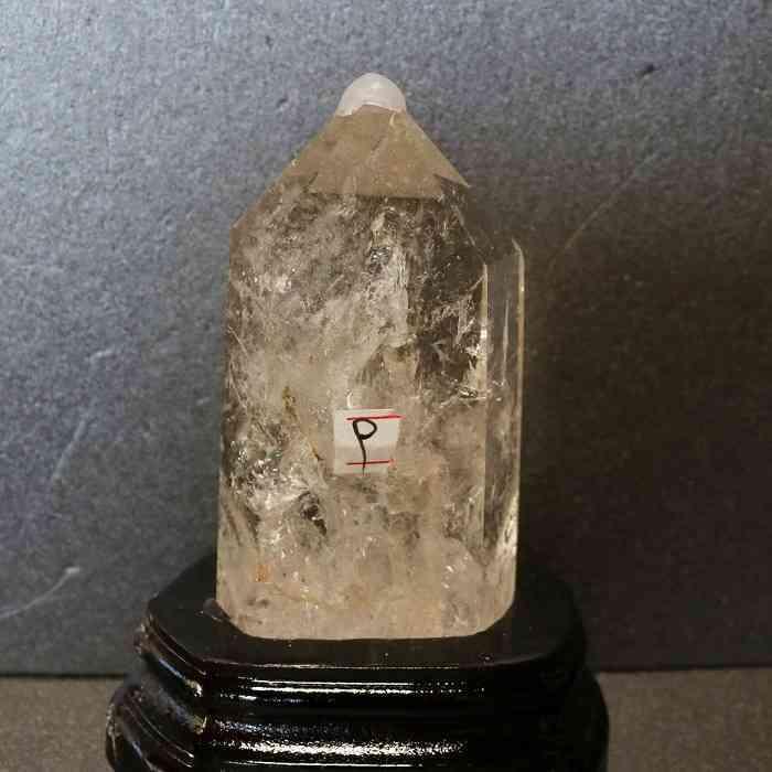 水晶 ポイント 六角柱 台座付き 天然石 浄化 置物 パワーストーン 虹 No.9 レディース メンズ プレゼント