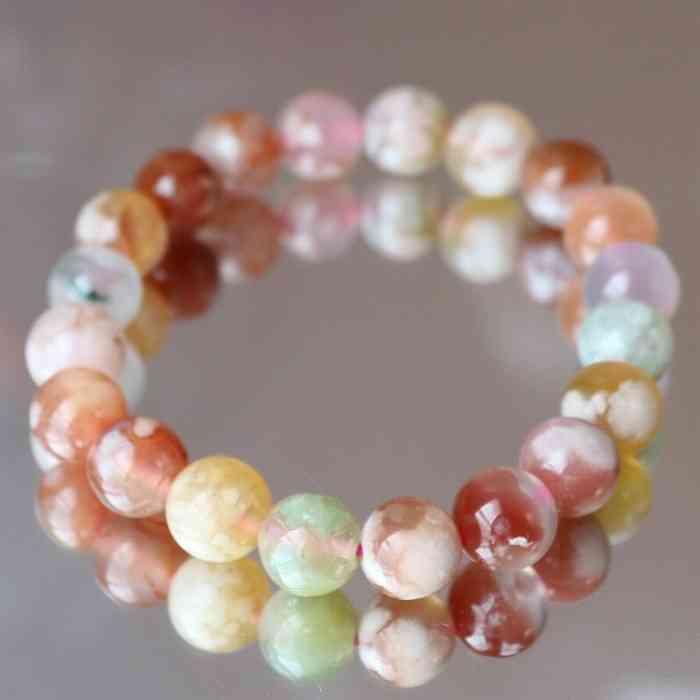 桜アゲート 10ミリ ビーズブレスレット 桜アゲート マルチカラー 10ミリ ブレスレット 桜瑪瑙 天然石