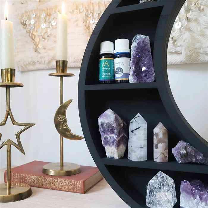 三日月 型 シェルフ 天然石 保管 インテリア おしゃれ ディスプレイ 棚