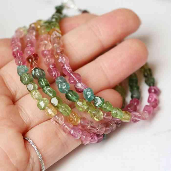 キャンディーカラー トルマリン さざれ ブレスレット s925 天然石 