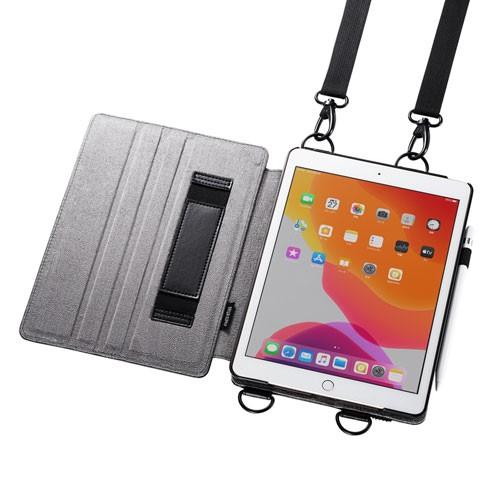 あすつく サンワサプライ iPad 10.2インチ スタンド機能付きショルダーベルトケース PDA-IPAD1612BK