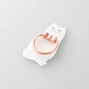 スマートフォン用ストラップ/フィンガーリング/アニマル/白ネコ｜pasoden