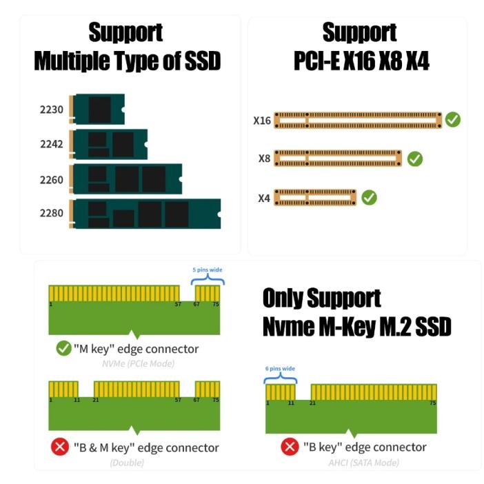 M.2 NVMe to PCI-e 変換アダプタ 拡張カード SSDからPCIe 3.0