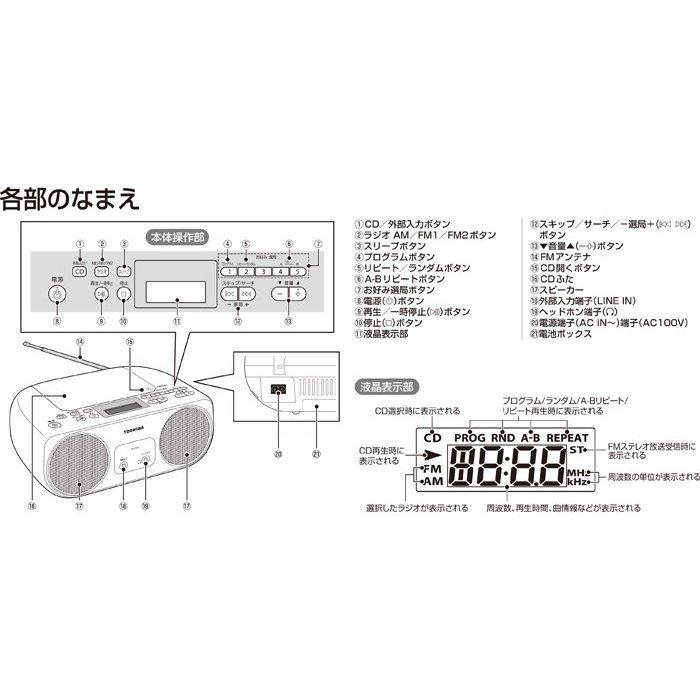 TOSHIBA 東芝 CDラジオ TY-C151 FM AM 対応 ラジ CD スリープ TOSHIBA 東芝 CDラジオ TY-C151 FM AM 対応 ラジ CD スリープ