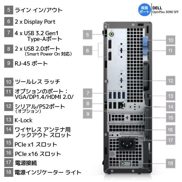 中古 パソコン 2022年モデル  2画面 対応 高速 第10世代 Core i5 16GBメモリ 新品 SSD 512GB  デル DELL OptiPlex 3090 SFF 整備済み 整備品 リフレッシュPCの画像