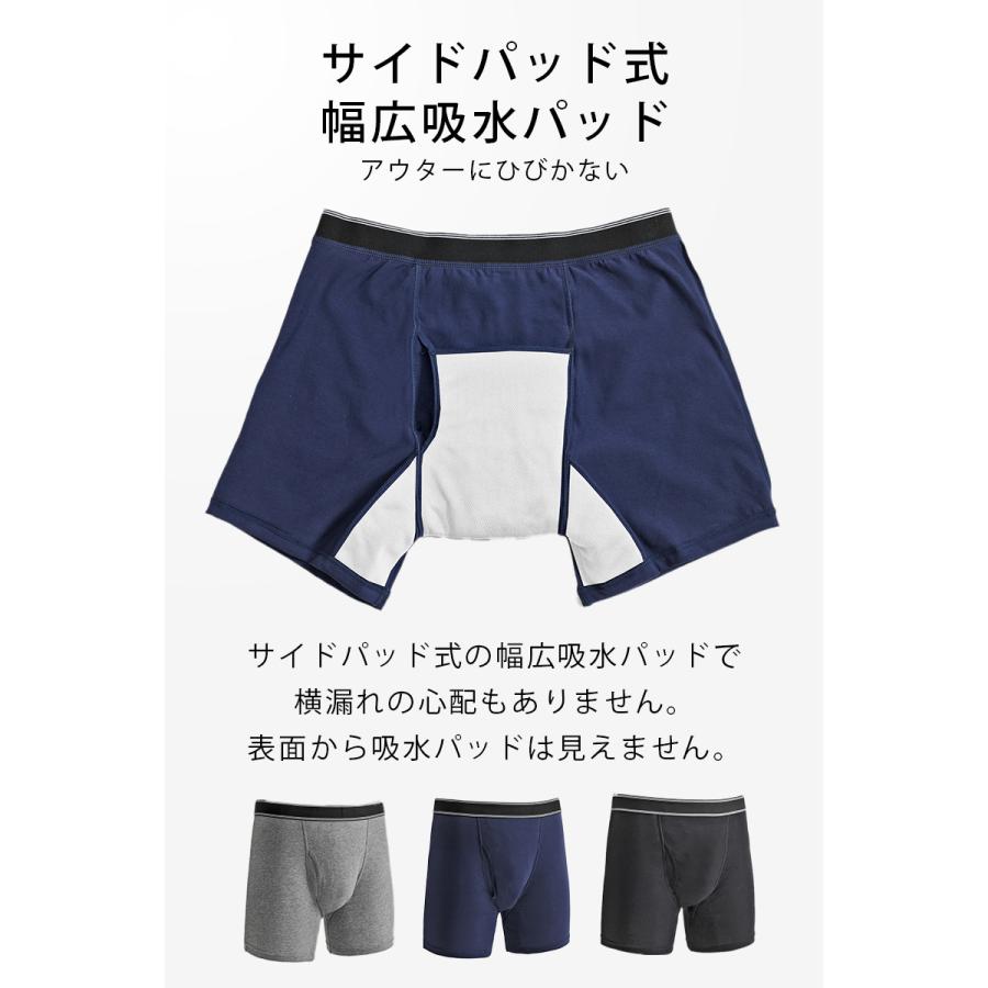 横漏れ防止 吸水パッド付 ボクサーパンツ 6枚組 M・L・LL