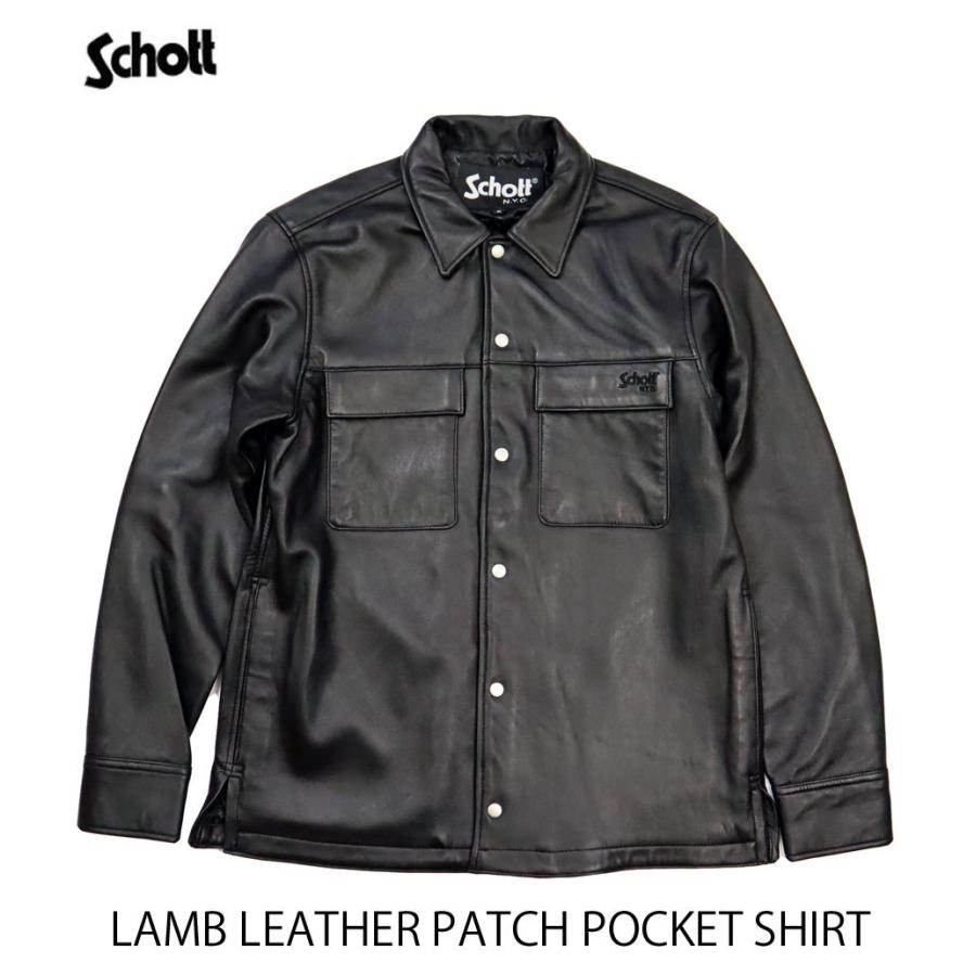 Schott N.Y.C ショット LAMB LEATHER PATCH POCKET SHIRT レザー Schott N.Y.C ショット LAMB LEATHER PATCH POCKET SHIRT レザー