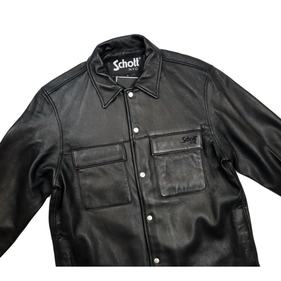 Schott N.Y.C ショット LAMB LEATHER PATCH POCKET SHIRT レザー Schott N.Y.C ショット LAMB LEATHER PATCH POCKET SHIRT レザー