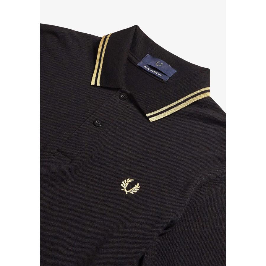 【美品】フレッドペリー 黒金 38サイズ M12 FRED PERRY フレッドペリー TWIN TIPPED SHIRT 2本ライン