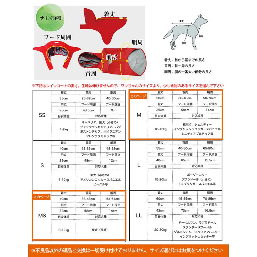 わんちゃんグッズ付 DeLoreans 犬用レインコート MS/M サイズ 穴澤賢