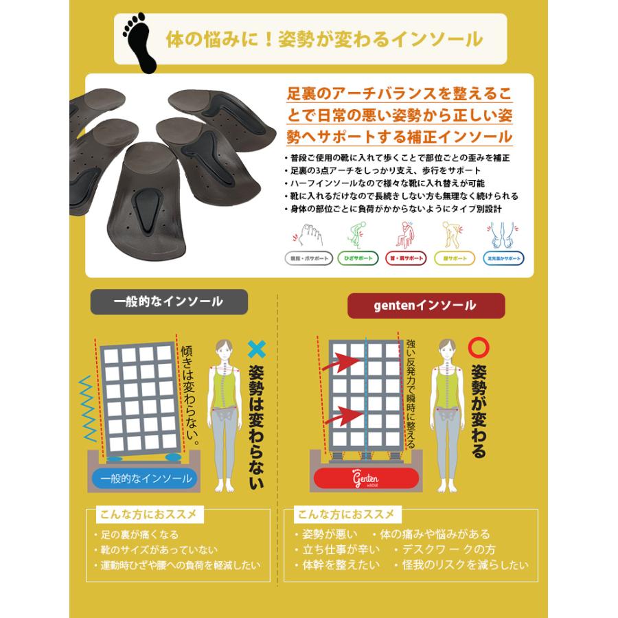 リフレ ゲンテン インソール S/M/L 21.5〜28.5cm 姿勢補正 足裏