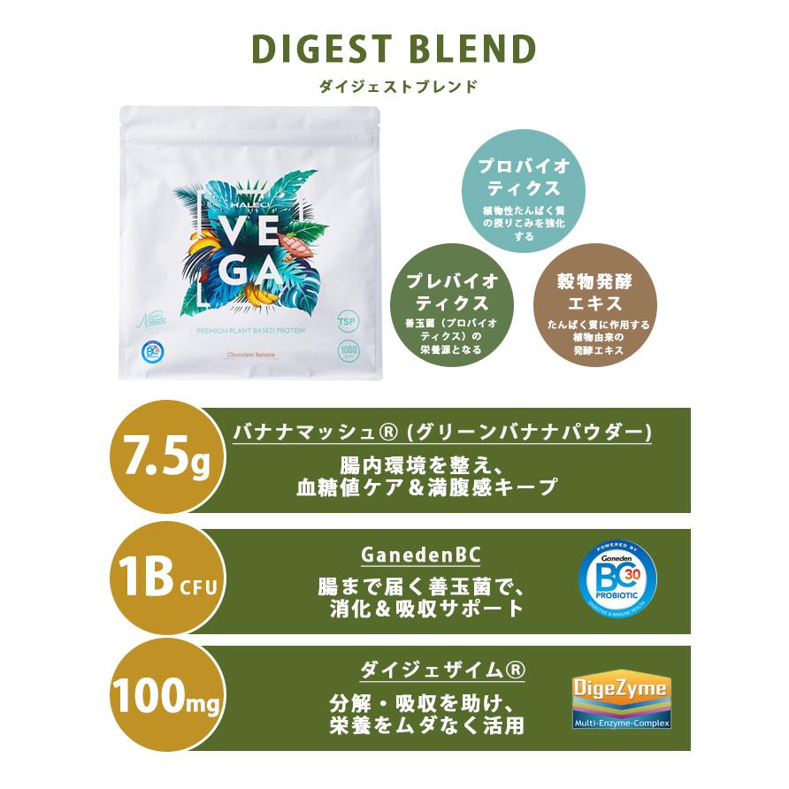 W特典付 2個セット 植物性プロテイン HALEO VEGA ハレオ ベガ ソイ サチャインチ soy protein ヴィーガン プレミアム栄養食 厳選 自然素材 チョコバナナ (DM)の画像