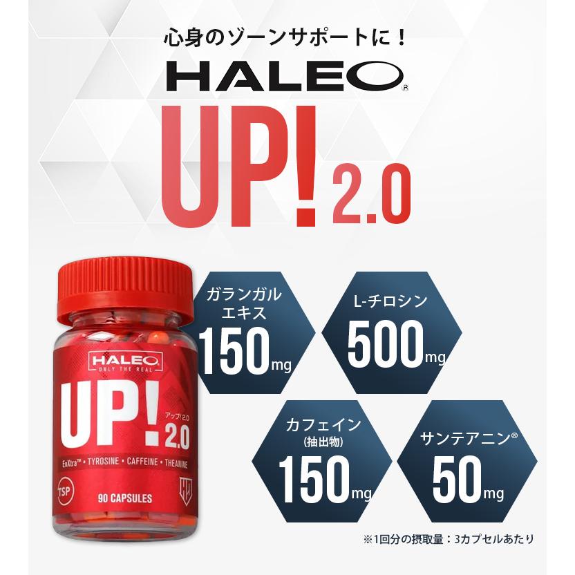2個セット HALEO UP!2.0 ハレオ アップ2.0 サプリメント エナジー 集中 カプセル 90粒 30回分 やる気 眠気 勉強 受験 仕事 運転 ワークアウト カフェイン（DM）の画像