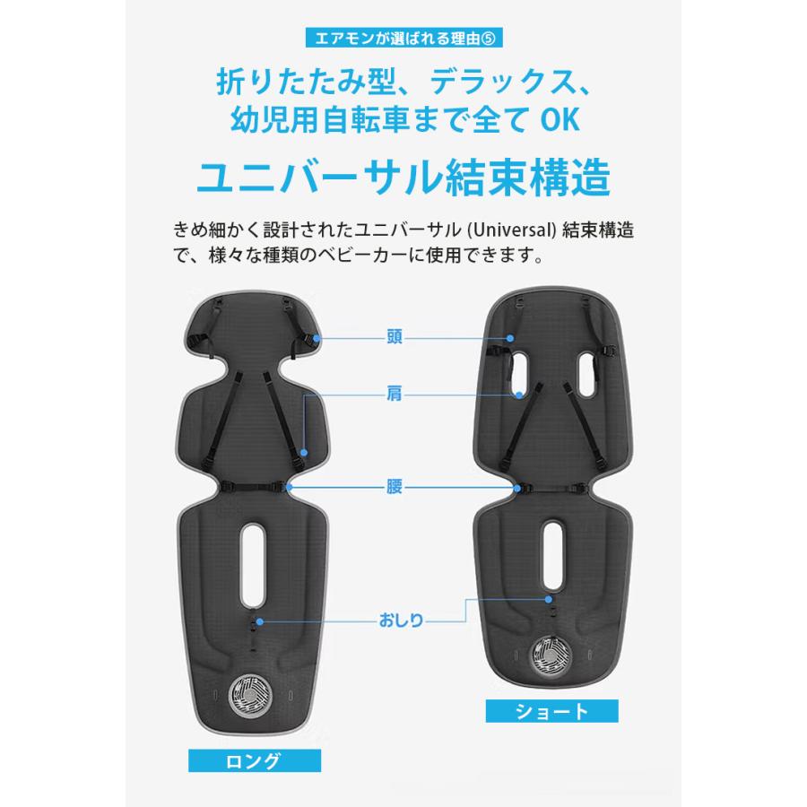 Creamhaus エアモン2 プレミアム ベビーカーシート 暑さ対策 ムレ解消 夏 お出かけ チャイルドシート 送風 扇風機 出産祝い ギフト 海外×_11