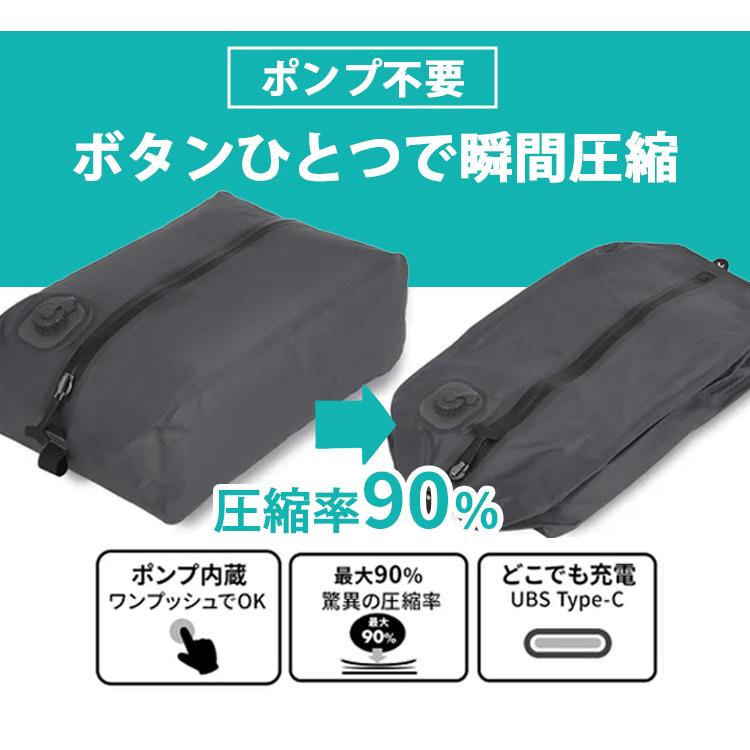 Qubo ポンプ内蔵 電動圧縮バッグ ポンプ一体型 Mサイズ トラベルポーチ
