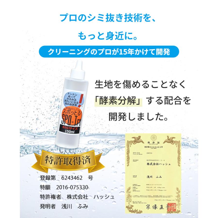 染み抜き剤 スポッとる BIGサイズ 150ml ハッシュ すぽっとる SPO-Tru