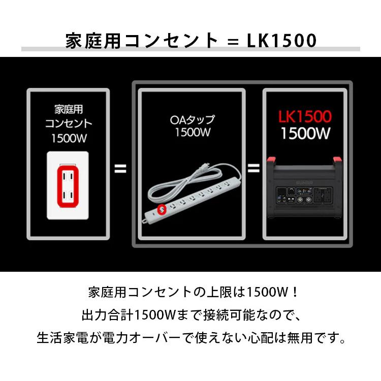 3大特典付 SUNGA ポータブル電源 1500W LK1500 SPーLK1500 家庭用 バッテリー 大容量 蓄電池 メーカー直送 海外×｜passageshop｜03