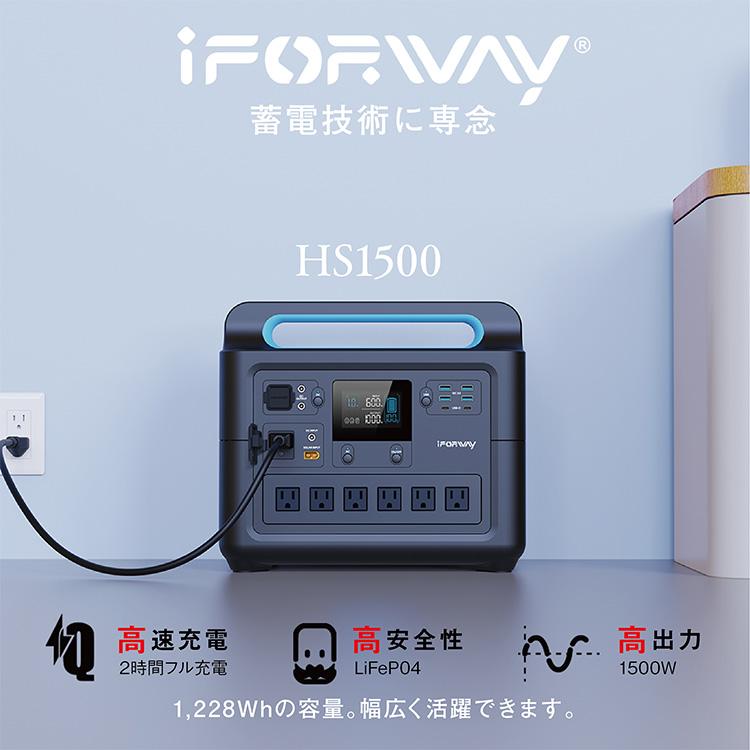 iForway ポータブル電源 HS1500 ポータブルバッテリー 家庭用蓄電池