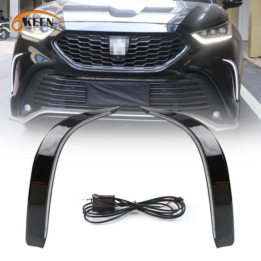 2PC LEDデイ用ライトトヨタハイランダーXSE 2020 2021 2022運転ウィンカーカーフォグランプヘッドライト12V 202310030907010015725