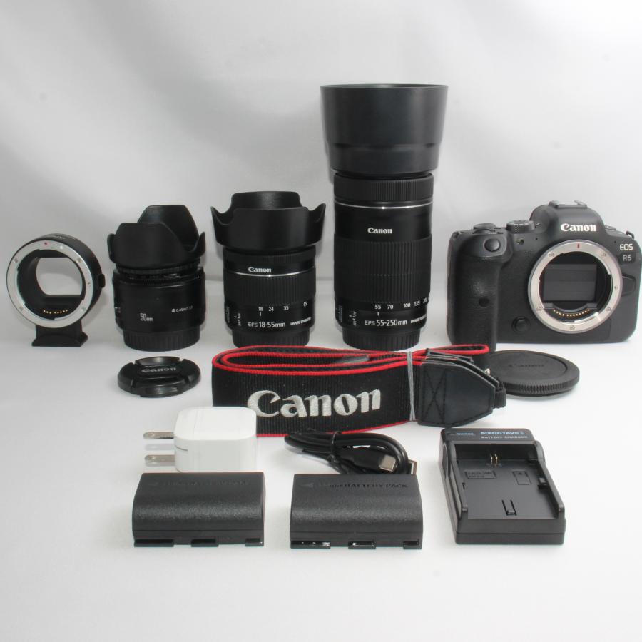 キャノン Canon EOS R6 STMダブルズーム＋単焦点レンズ  当店限定多数のオマケ付きの画像