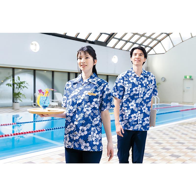アイトス アロハシャツ ハイビスカス柄 男女兼用 イベント・展示会