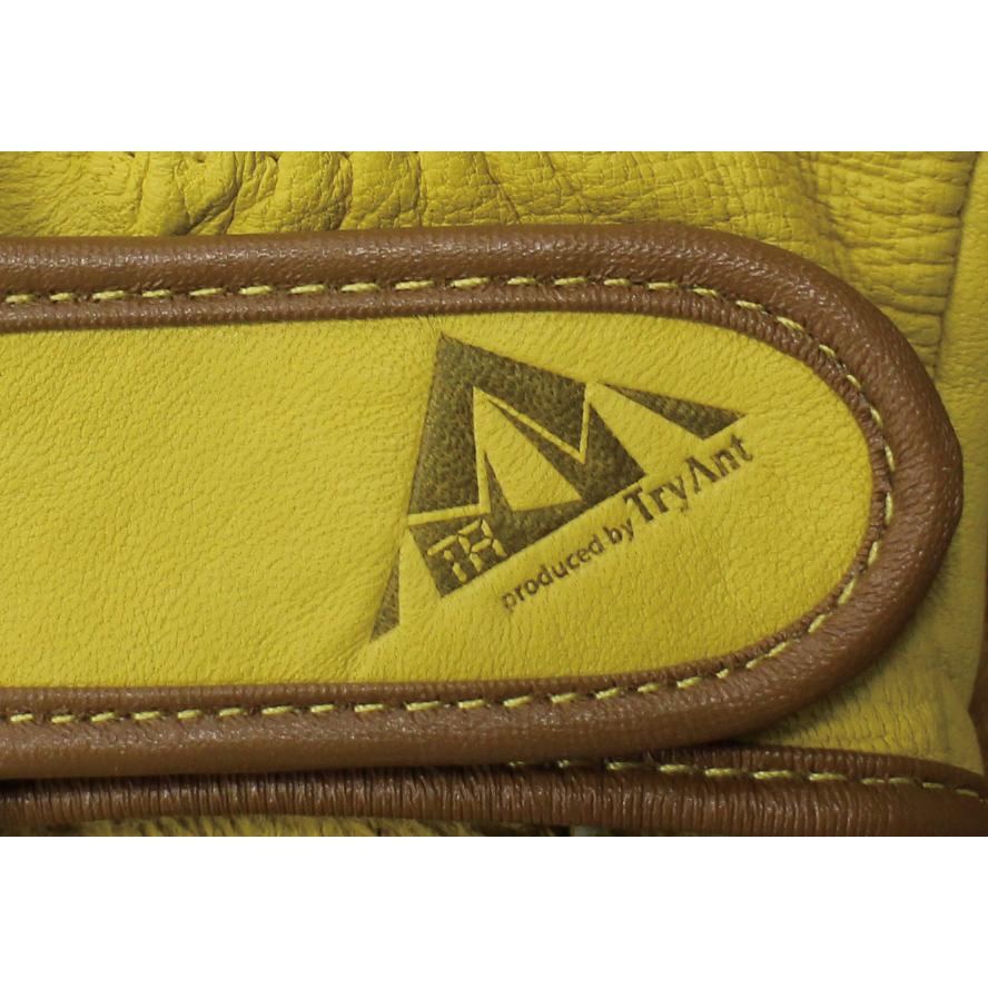 羊革 ショートシープ革手袋 #916｜手首ショートで可動域アップ・腕時計OK｜ピッタリフィット・マウンテンロゴ焼印｜作業/アウトドア/バイク/普段使い イエロー | パッションクリエイティブ | 04