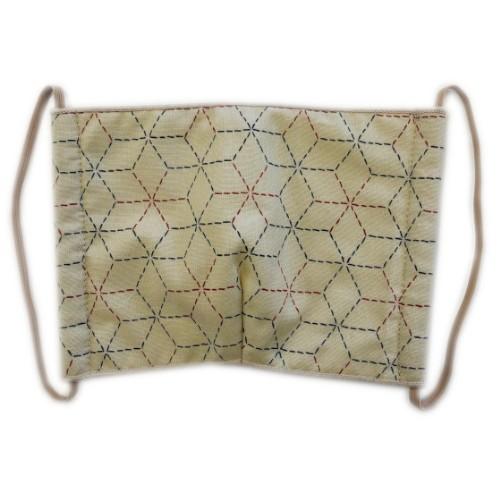 日本製 和柄マスク 布マスク 麻の葉柄 男女兼用｜軽量8g 吸湿速乾 内側ナイロン 綿素材 ブラック/パープル/ベージュ おしゃれ洗えるマスク 爆買 |  | 03