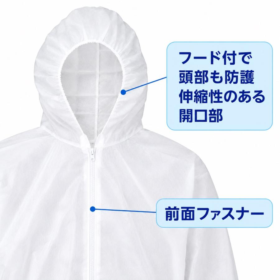 パッションクリエイティブ PC100 不織布ツナギ服 防護服 50着セット 粉