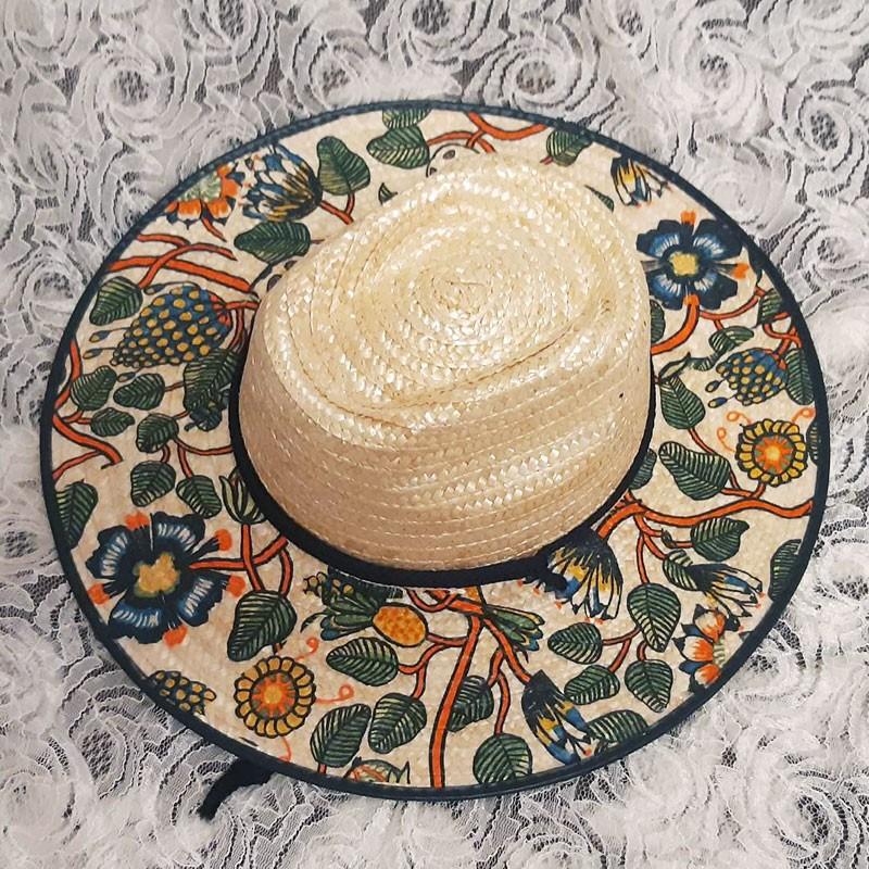 麦わら帽子 ハンドメイド デコラティブハット モダンな花柄 オシャレな絵柄つき麦わら帽子a デコハット クラフト工房 メアリーアン 石黒直子 コレクション K 06 016 Technicalsport Passo 通販 Yahoo ショッピング