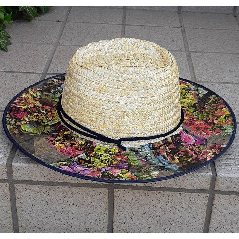 麦わら帽子 ハンドメイド デコラティブハット 紫陽花柄 オシャレな絵柄つき麦わら帽子d デコハット クラフト工房 メアリーアン 石黒直子 コレクション K 06 019 Technicalsport Passo 通販 Yahoo ショッピング