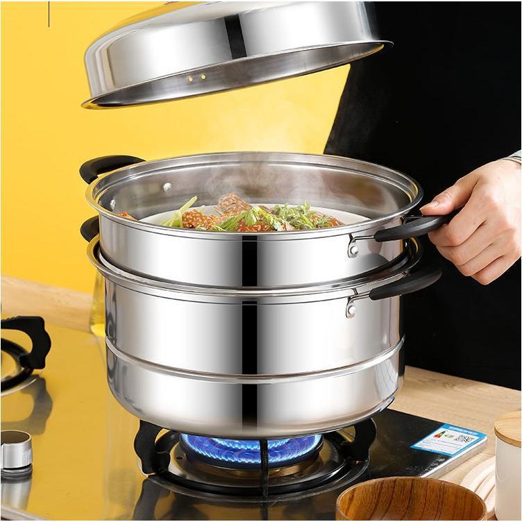 蒸し器 二段三段 26/28/30cm 大容量 ステンレス せいろ 火対応 蒸し鍋