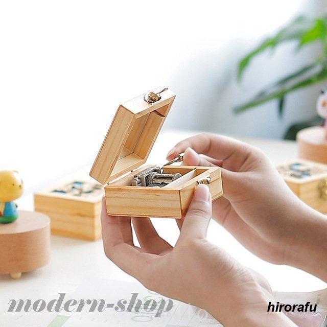 オルゴールフラミンゴ 木製 ミニ小さい 手回し 癒し用品 音楽