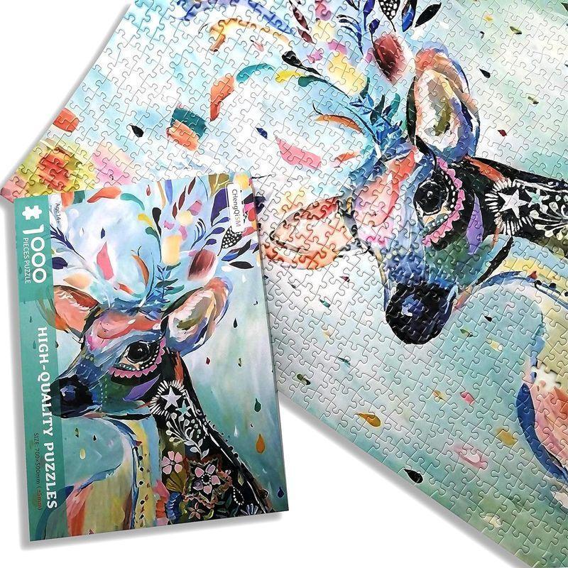 1000ピース ジグソーパズル 彩色鹿 パズル 絵画 自然 動物