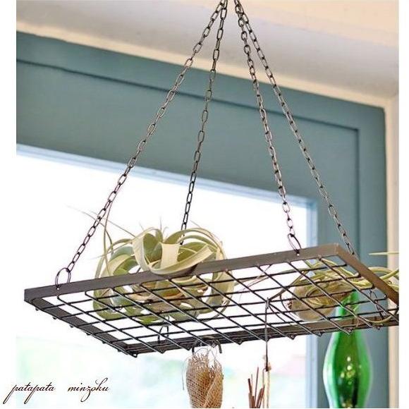 アイアン ハンギングハンガーレクタングル アンティークゴールド