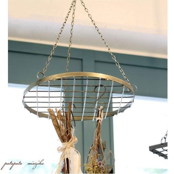 アイアン ハンギングハンガーラウンド アンティークゴールド