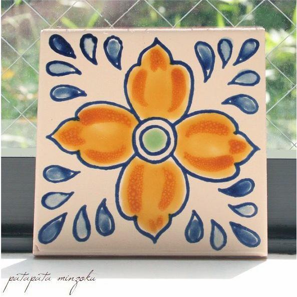 ポルトガル アンティーク調 タイル Z 手描き S モロッコ テラコッタ