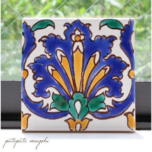 チュニジアタイル 1F 手描き タイル S チュニジア モロッコ テラコッタ