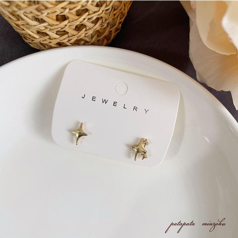 スターピアス four-pointed star ゴールド 四芒星 ピアス シルバー925