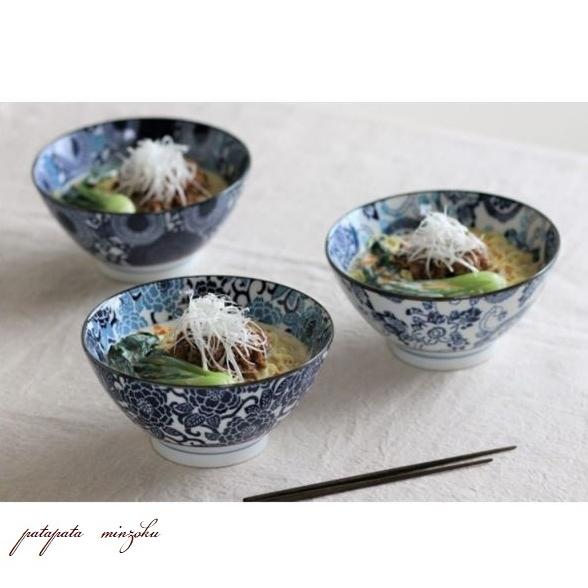 みのる陶器 紺青 冬牡丹 反型6寸丼 どんぶり 丼 18.5cm 美濃焼 軽量