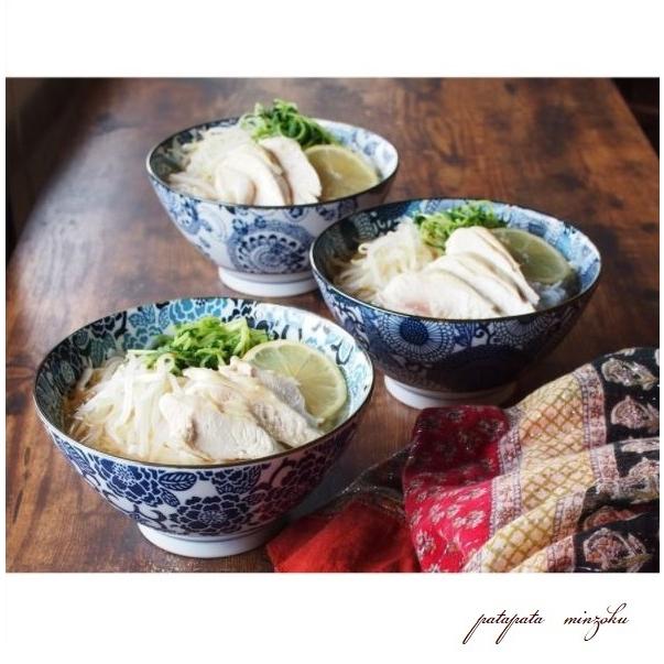 みのる陶器 紺青 冬牡丹 反型6寸丼 どんぶり 丼 18.5cm 美濃焼 軽量 