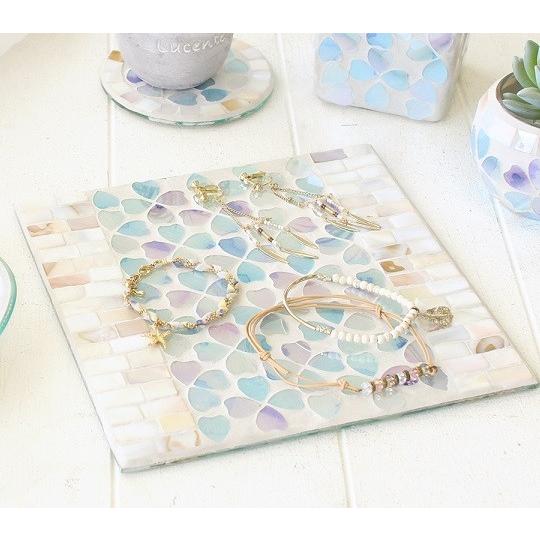 モザイクガラス プレート シェルフラワー オブジェ ディスプレイ