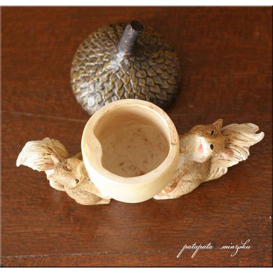 リス どんぐりポット オブジェ 小物入れ 店舗什器 ディスプレイ